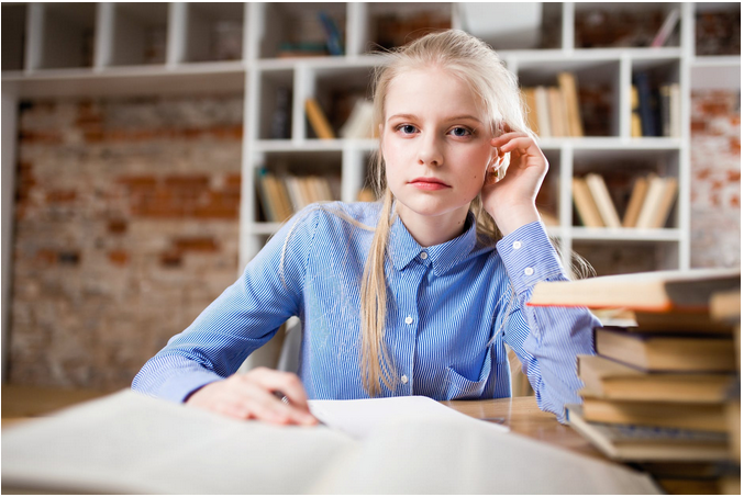 a student studying